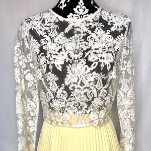 White Sheer Cropped Long Sleeve Lace
